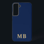 Navy & Gold | Minimal Modern Initial Monogram Samsung Galaxy Case<br><div class="desc">This stylish phone case design features a simple modern design in navy blue & gold. Make one of a kind phone case with custom initials and name. It will be a cool, unique gift for someone special or yourself. If you want to change the fonts or position, click the "Customize...</div>