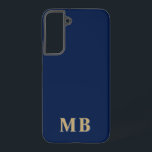Navy & Gold | Minimal Modern Initial Monogram Samsung Galaxy Case<br><div class="desc">This stylish phone case design features a simple modern design in navy blue & gold. Make one of a kind phone case with custom initials and name. It will be a cool, unique gift for someone special or yourself. If you want to change the fonts or position, click the "Customize...</div>
