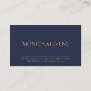 Navy Gold Minimalist Name Design Business Card