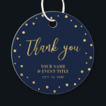 Navy & Gold | Modern Birthday Favour Thank you Tags<br><div class="desc">This modern custom thank you sticker will add stylish detail to your special day. This design features gold lettering " Thank you " and confetti on a navy blue background. Matching birthday party invitations and stationeries are available in my shop BaraBomDesign.</div>