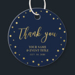 Navy & Gold | Modern Birthday Favour Thank you Tags<br><div class="desc">This modern custom thank you sticker will add stylish detail to your special day. This design features gold lettering " Thank you " and confetti on a navy blue background. Matching birthday party invitations and stationeries are available in my shop BaraBomDesign.</div>