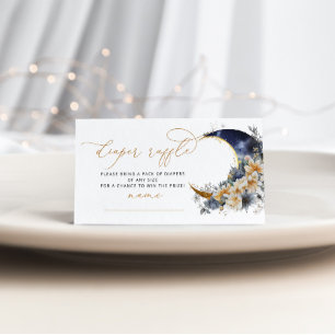 Navy gold moon floral diaper raffle ticket enclosure card