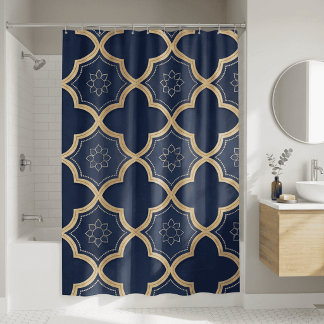 Navy & Gold Moroccan Quatrefoil Geometric Pattern
