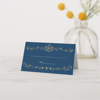 Navy Gold Musical Notes Wedding Place Card