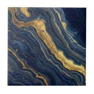Navy & Gold Natural Marble – Luxury Ceramic Tile