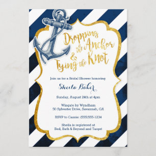 Navy & Gold Nautical Bridal Shower Invitation