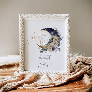 Navy gold over the moon baby shower Mom-osa bar Poster