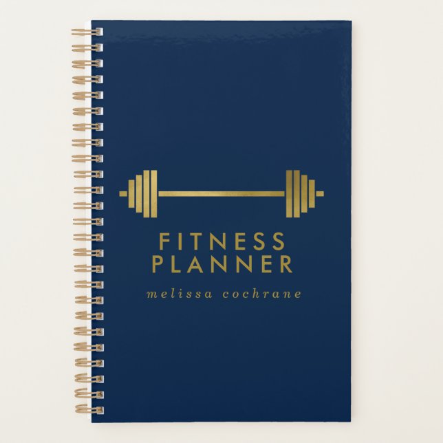 Navy & Gold Personalized Fitness Planner (Front)