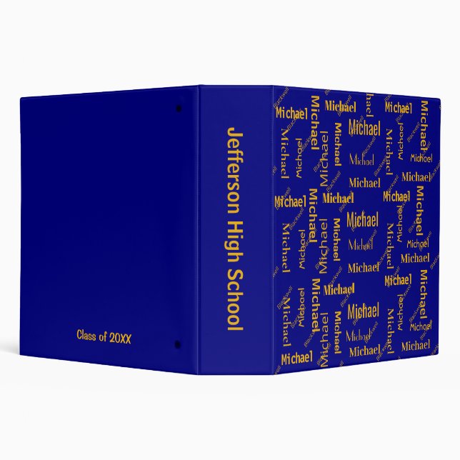  Navy & Gold Repeating First & Last Name Class of Binder (Background)