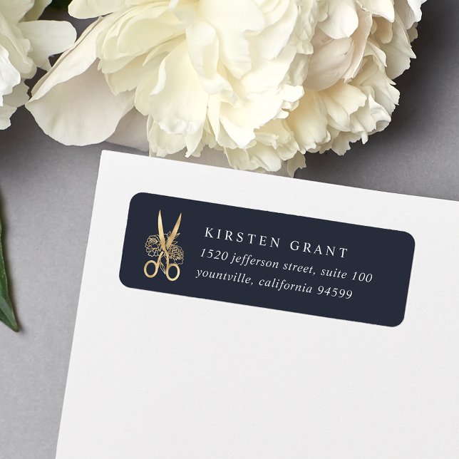 Navy & Gold Scissors Logo Return Address (Creator Uploaded)