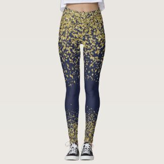 Navy & Gold Shiny Leggings