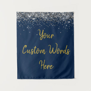 Navy Gold Silver Birthday Party Photo Booth Prop  Tapestry