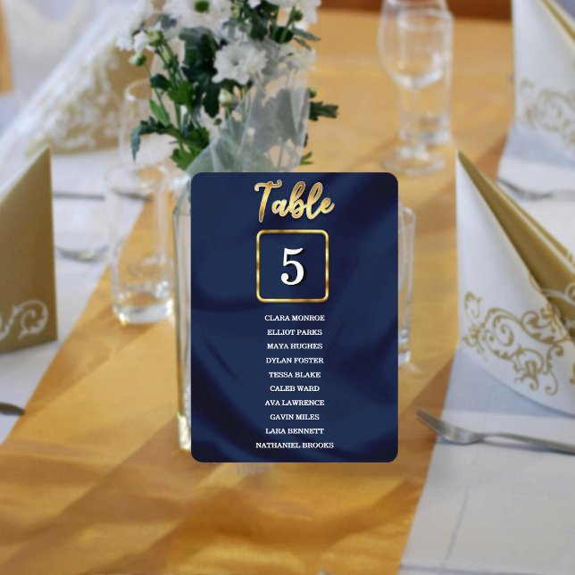 Navy & Gold Simple Wed Table Number Seating List (Creator Uploaded)
