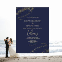 Navy, Gold Stardust Wedding Invitation