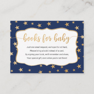 Navy Gold Stars boy book request card