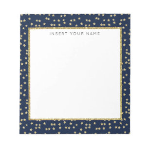Navy & Gold Stars Personalized Notepad 5.5" x 6"
