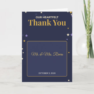 Navy Gold Stars Wedding Thank You Card