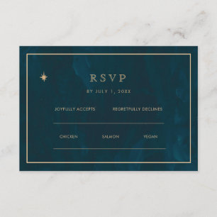Navy Gold Stars Wedding Website RSVP QR Cod Enclosure Card