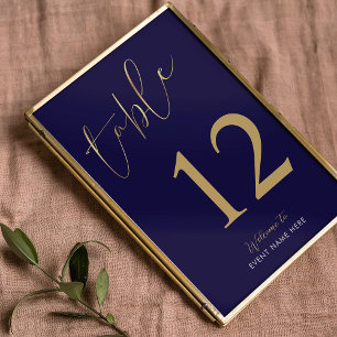 Navy & Gold Table Number Sign Business Event