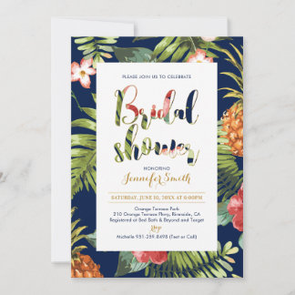 Navy & Gold | Tropical Bridal Shower Invitation