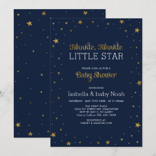 Navy & Gold   Twinkle Little Star Baby Shower Invitation