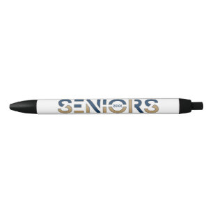 Navy & Gold Two-Colour Seniors Sliced Letters Black Ink Pen