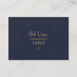 Navy & Gold Velvet Luxe Wedding Dining Table Place Card