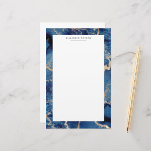 Navy Gold Waves Coastal Luxurious Stationery