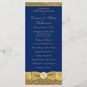 Navy Gold Wedding Anniversary Vow Renewal Program