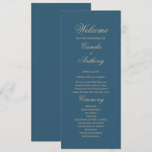 Navy Gold Wedding Program