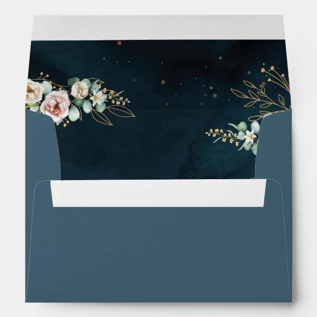 Navy Gold Wedding Stationery Template Envelope (Back (Bottom))