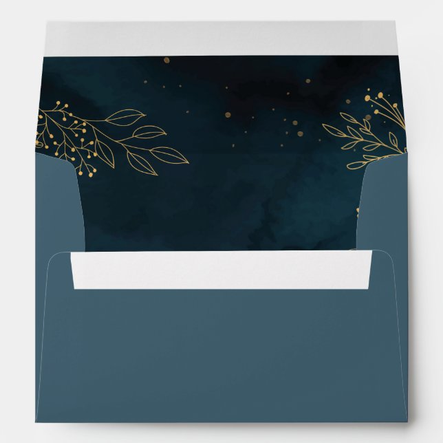 Navy Gold Wedding Stationery Template Envelope (Back (Bottom))