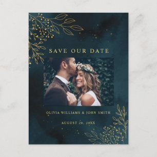 Navy Gold Wedding Stationery Template Postcard