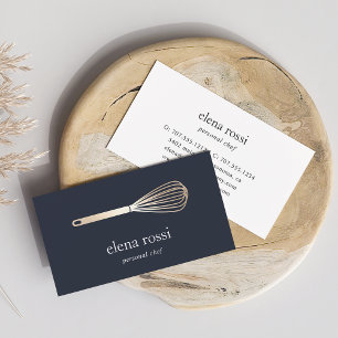 Navy & Gold Whisk Logo   Chef Catering Bakery Business Card