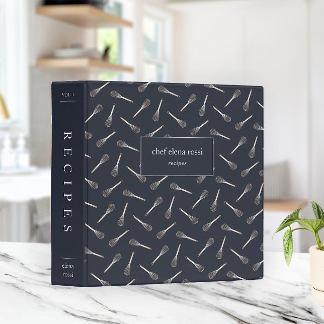 Navy & Gold Whisk Pattern Recipe Binder (Creator Uploaded)