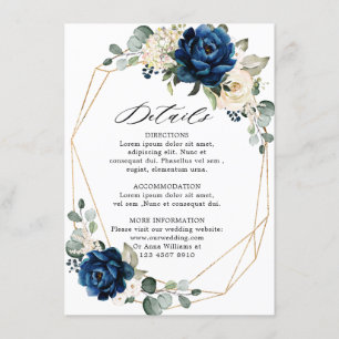 Navy Gold White Champagne Ivory Geometric Details Enclosure Card