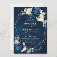 Navy Gold White Champagne Ivory Geometric Wedding