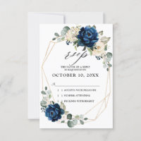 Navy Gold White Champagne Ivory Geometric Wedding