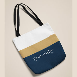 Navy Gold White Striped   Positive Affirmation Tote Bag