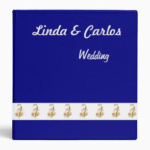 Navy, Gold & White Wedding Planner or Guest Book Binder