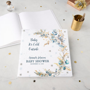 Navy Gold Winter Baby Shower Guest Book