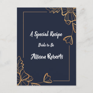 Navy & golden floral Bridal Shower Postcard