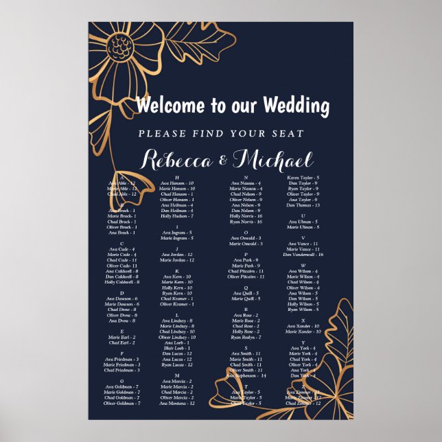 Navy & golden floral poster (Front)