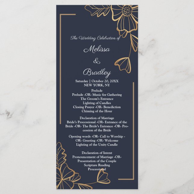 Navy & golden floral program (Front)
