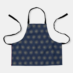 Navy Golden Zinnia Flower Medallions Apron