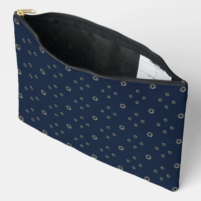 Navy | Golden Zinnia Sun Accessory Pouch (Open)