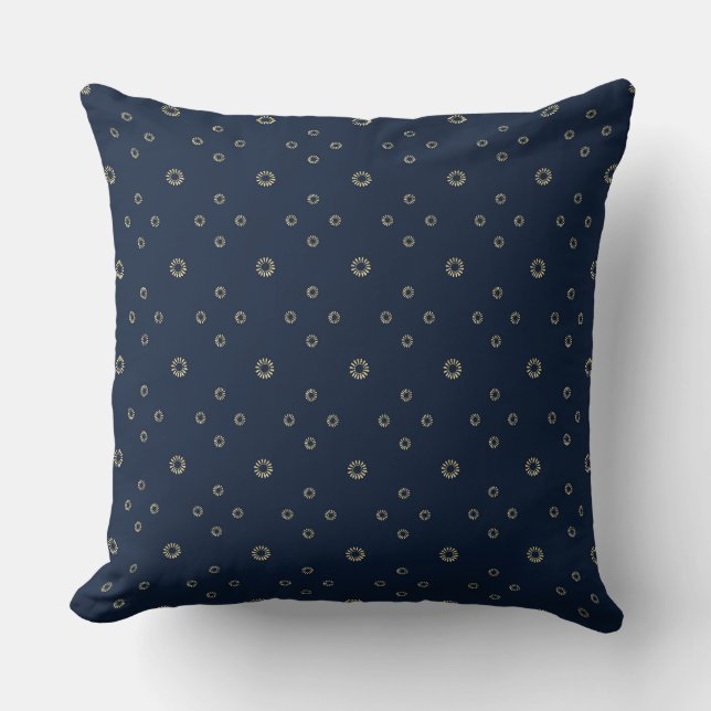 Navy | Golden Zinnia Sun Throw Pillow (Front)
