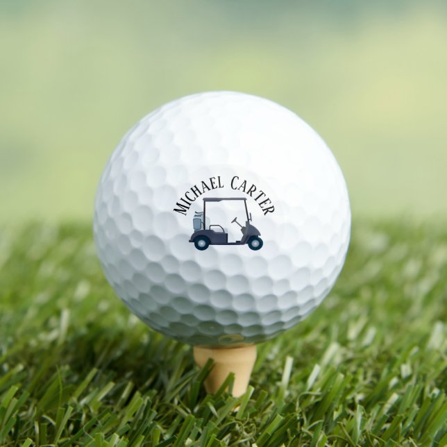 Navy Golf Cart Personalized Golf Balls (Insitu Tee)