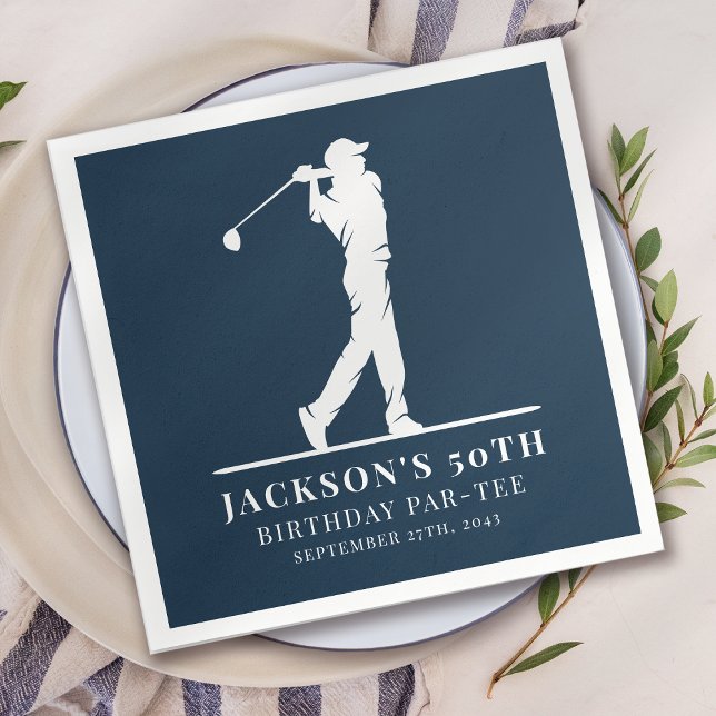 Navy Golf Themed Birthday Par-tee  Napkin (Creator Uploaded)