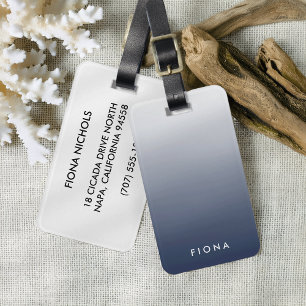 Navy Gradient Ombre Personalized Luggage Tag